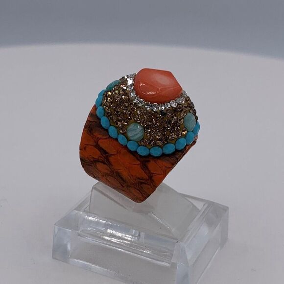 Bracelet, 6 strands of real turquoise, large jewelled clasp, 9 inches, N… - Picture 13 of 14